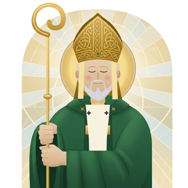 Illustrated portrait of Saint Patrick, patron of this parish